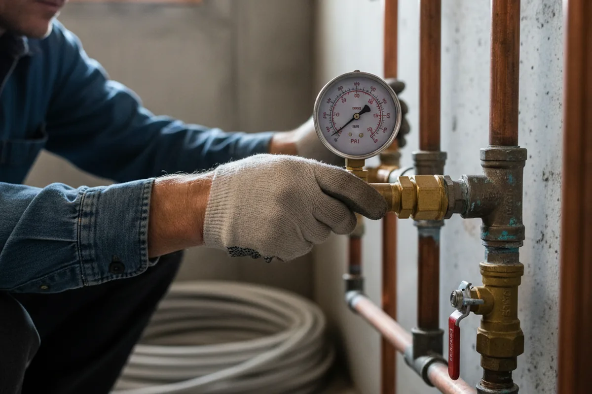 Pressure testing a repaired line during Water Line Repair in Astatula